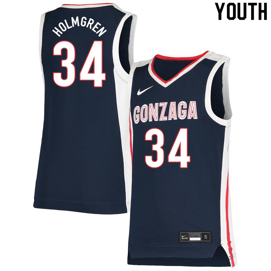 Youth #34 Chet Holmgren Gonzaga Bulldogs College Basketball Jerseys Sale-Navy